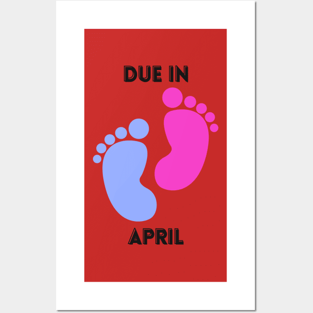 Due in April Mom to Be Baby Footprint Wall Art by mebcreations